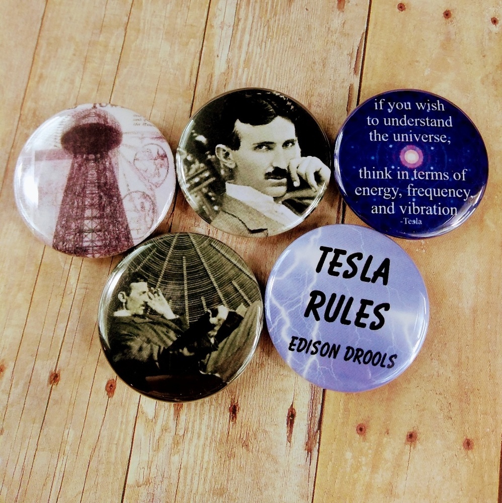 5pc Magnet Set Nikola Tesla (Steampunk)